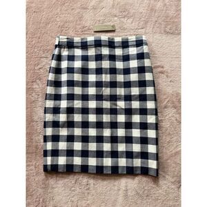 J Crew Women's Ivory Plaid Gingham Pencil Tweed‎ Lined Skirt Sz OP NWT